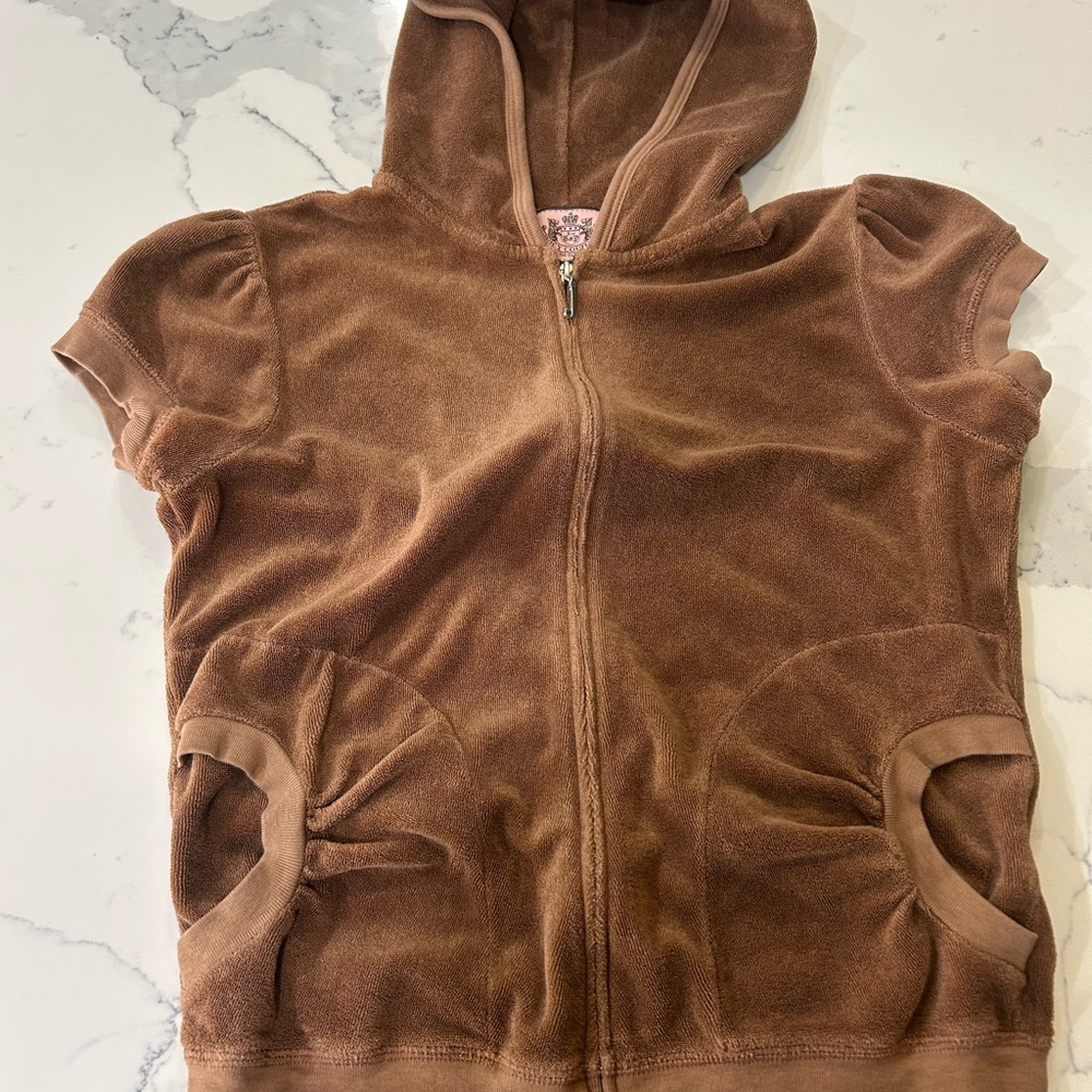Juicy Couture Tan Velour Zip-Up Hoodie